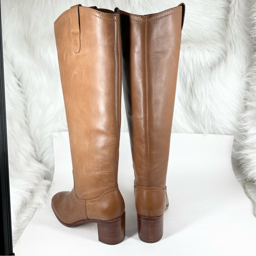 Lauren Ralph Lauren Women's Carla Tall Dress Boots Deep Saddle Tan Size 6.5B - Picture 5 of 16
